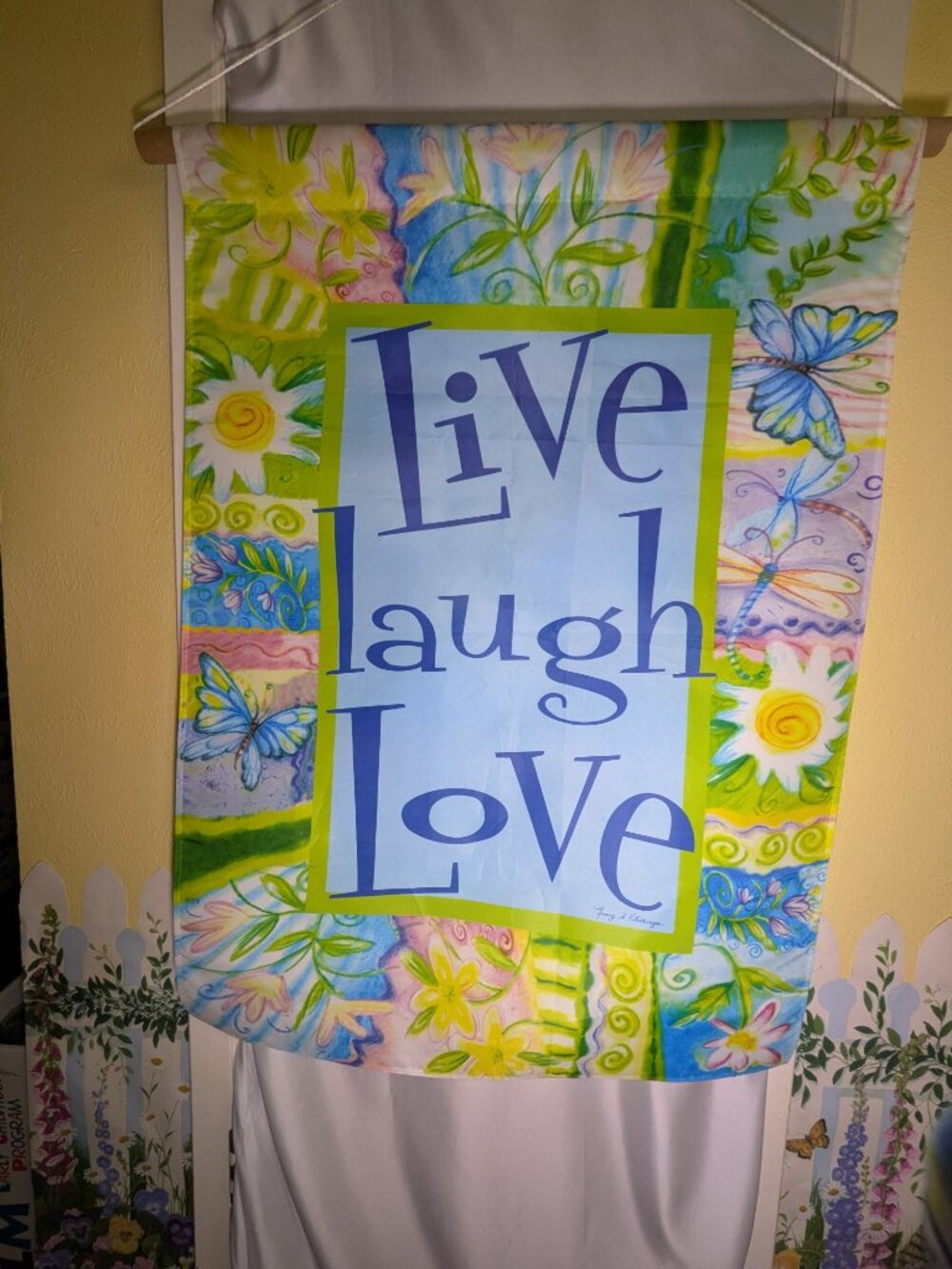 Live Laugh Love Garden Flag Tracy Flickinger Butterflies Summer Large 39x27 1/2